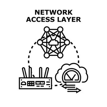 Network access layer providing internet communication and connectivity Stock Illustration
