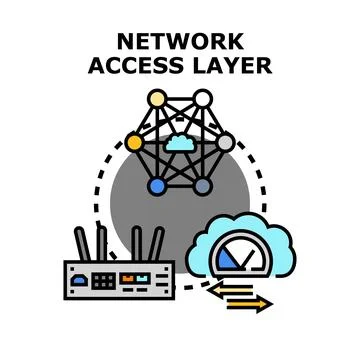 Network access layer providing internet communication and connectivity Stock Illustration