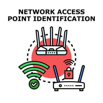 Network access point identification and secure wireless connection Stock Illustration