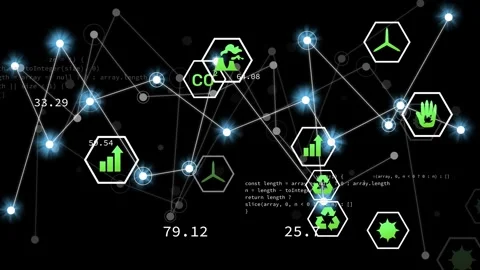 Network activating from blue node pulses, nodes lighting and lines forming, Vidéo 335651856