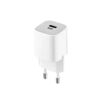 Network adapter 220V Type-C charging on a white background 스톡 사진