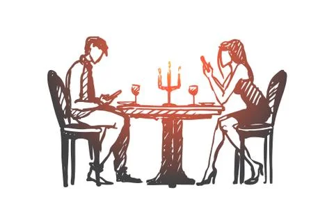 Network addicted concept. Hand drawn isolated vector. Stock Illustration