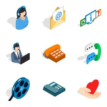 Network address icons set, isometric style Illustrazione stock