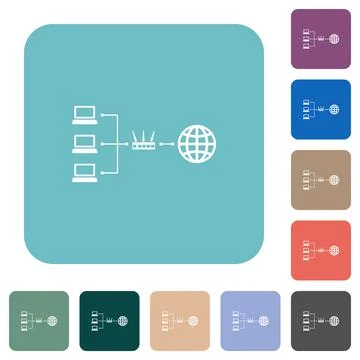 Network address translation rounded square flat icons Stock Illustration