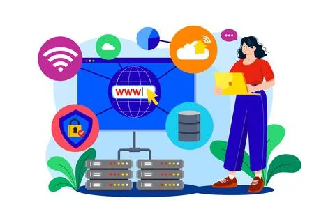 Network Administrator flat illustration concept on white background Stock Illustration