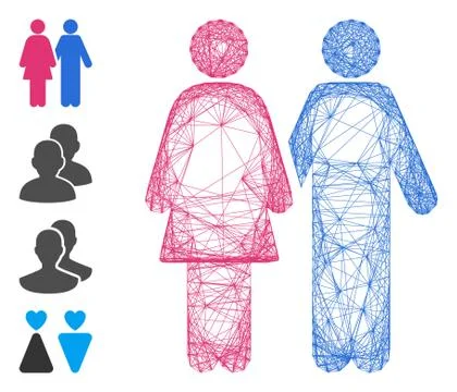 Network Adult Pair Vector Mesh Ilustração Stock