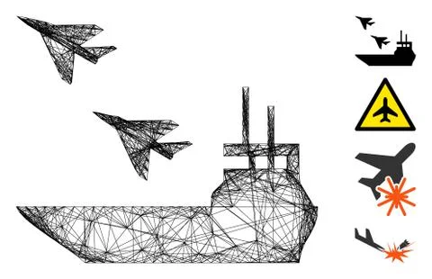 Network Aircraft Carrier Vector Mesh Stockillustratie