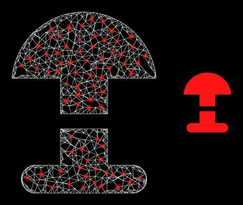 Network Alarm Button Web Mesh Icon with Glare Lightspots Stock Illustration