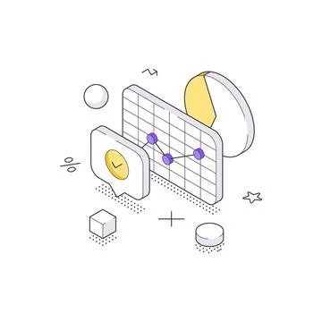 Network Analysis And Data Connection System Structure Isometric Vector Illu.. Stock Illustration