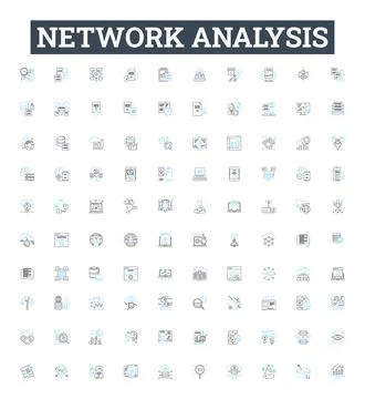 Network analysis vector line icons set. Network, Analysis, Topology, Graph Stockillustratie