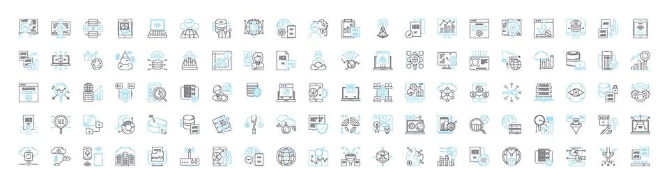 Network analysis vector line icons set. Network, Analysis, Topology, Graph Stock Illustration