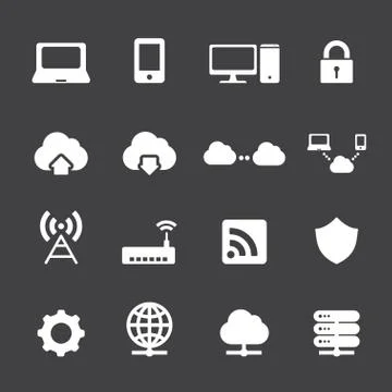 Network and cloud computing icons Stock Illustration