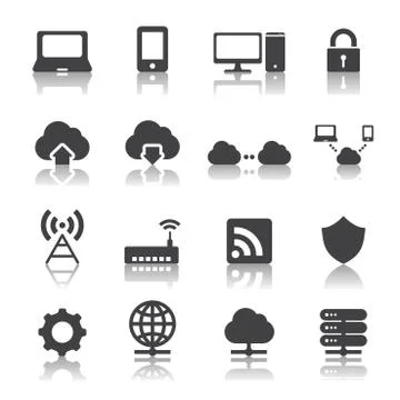 Network and cloud computing icons Stock Illustration