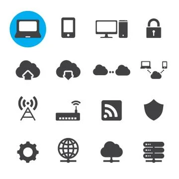 Network and cloud computing icons Stockillustratie