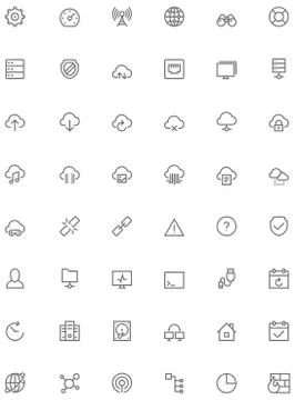 Network and cloud services icon set Stock Illustration