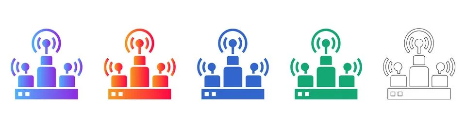 Network and Communication Hub Connectivity Icons Illustrazione stock