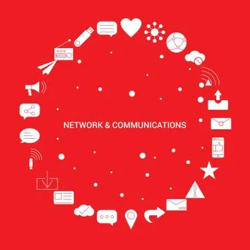 Network and Communication Icon Set. Infographic Vector Template イラスト素材