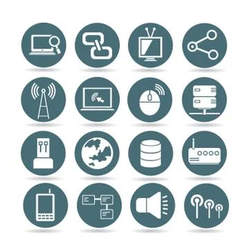 Network and communication icons Stock Illustration