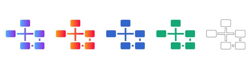 Network and Connection Hierarchy Icon Set Иллюстрация
