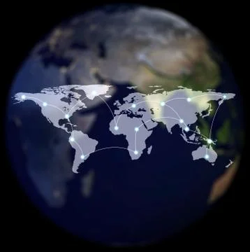 Network and Connection Technology Concept of World map isolated on earth ba.. Stock Illustration
