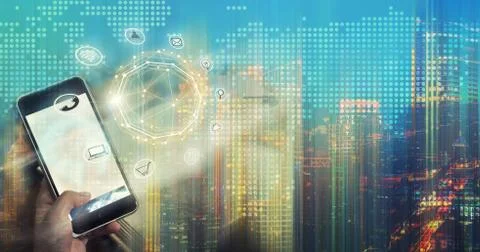 Network and Connection technology concept with Bangkok Expressway top view in Stock Photos