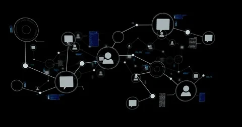 Network and data connections overlay on black - seamless loop - motion Stock Footage 119818189