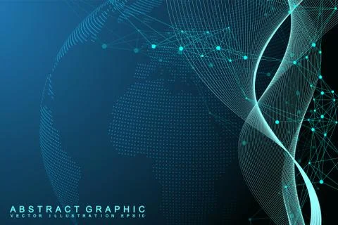 Network and data exchange over planet earth in space. Virtual Graphic Background Stock Illustration