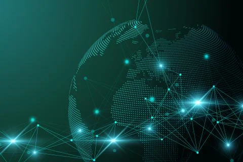 Network and data exchange over planet earth in space. Virtual Graphic Background Stock Illustration