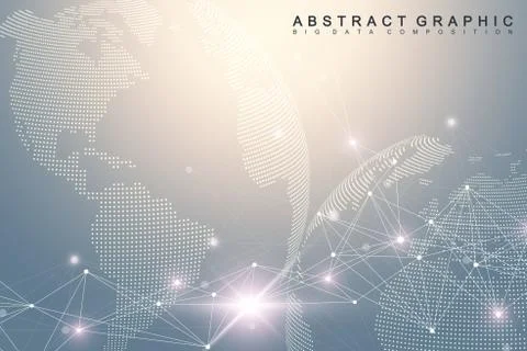 Network and data exchange over planet earth in space. Virtual Graphic Background Stock Illustration