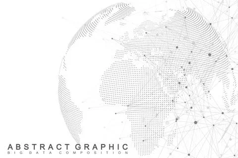 Network and data exchange over planet earth in space. Virtual Graphic Background Illustrazione stock