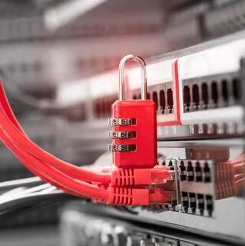 Network and data protection concept with padlock and switch Stock Photos