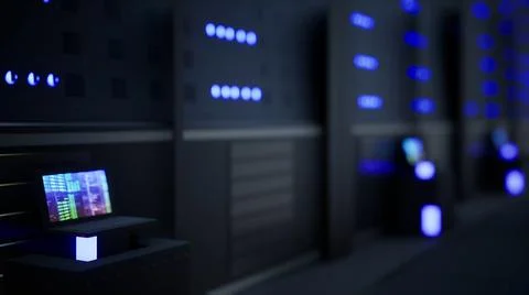 Network And Data Servers Behind Glass Panels 스톡 일러스트