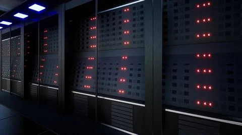 Network And Data Servers Behind Glass Panels 스톡 일러스트