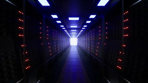 Network And Data Servers Behind Glass Panels 스톡 일러스트