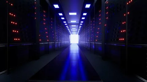 Network And Data Servers Behind Glass Panels 스톡 일러스트