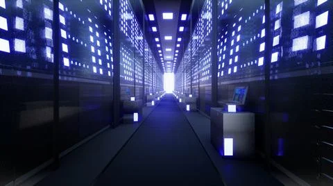 Network And Data Servers Behind Glass Panels 스톡 일러스트