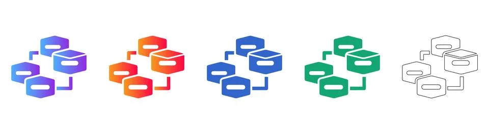 Network and Data Structure Icons Illustrazione stock