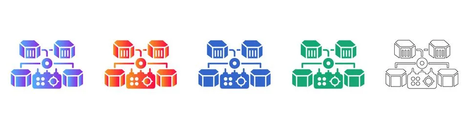 Network and Database Server Icons Set Stock Illustration