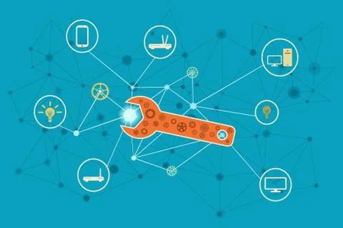 Network and Internet solutions conceptual illustration Stock Illustration