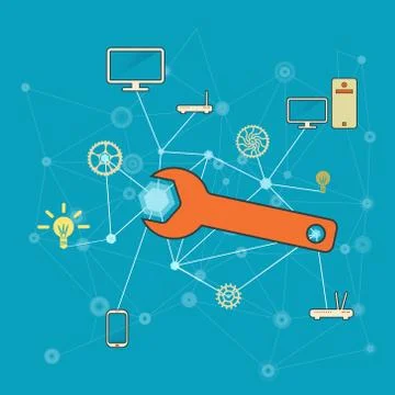 Network and IT services and repairs illustration 스톡 일러스트