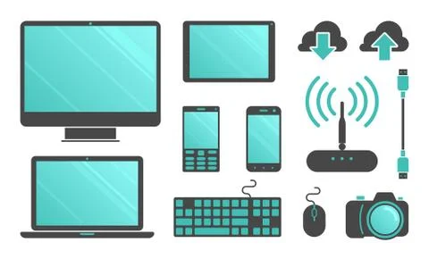 Network and mobile devices. Series icon set. Network connections. イラスト素材
