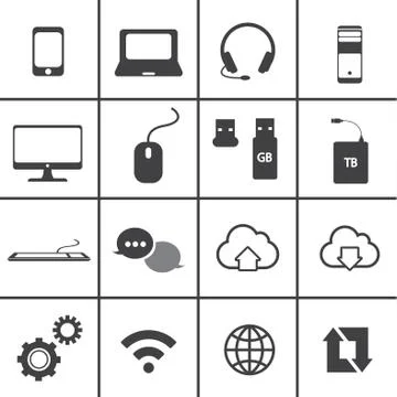 Network and mobile icon set Stock Illustration
