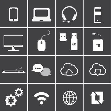 Network and mobile icon set Stock Illustration