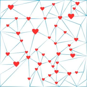 Network and red heart on a white background for advertising and greeting cards Stock Illustration