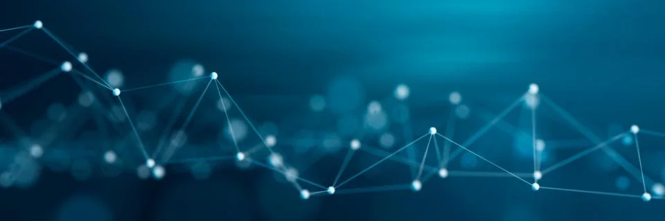 Network and telecommunication background. Digital Plexus tech banner. 3D rend Stock Illustration