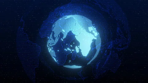 Network and world video animated background 스톡 동영상 339649756
