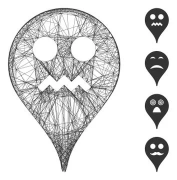 Network Angry Smiley Map Marker Vector Mesh 스톡 일러스트