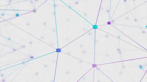 Network animation connected cube on white background. 3d illustration Stock Photos