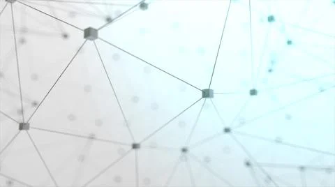 Network animation connected cube on white background. 3d illustration Stockfoto's