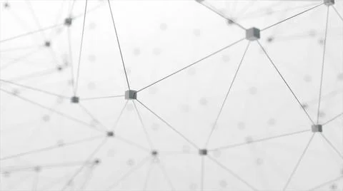 Network animation connected cube on white background. 3d illustration Stock Photos